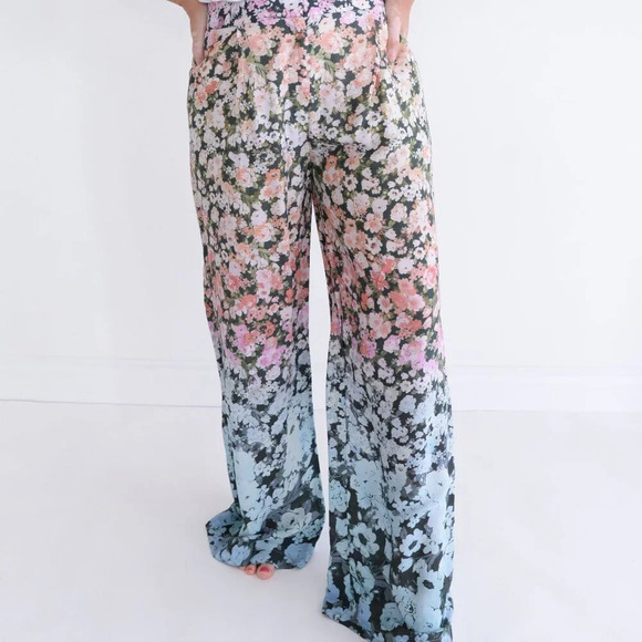 Reiss Floral Print Wide Leg Trousers Pants Size 8 NWT - Picture 3 of 15